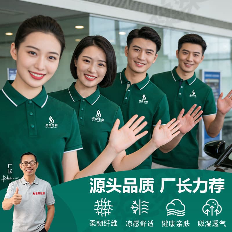 Custom polo shirt with turn-down collar, short sleeves, printed logo, workwear, pure cotton T-shirt, advertising shirt with embroidery
