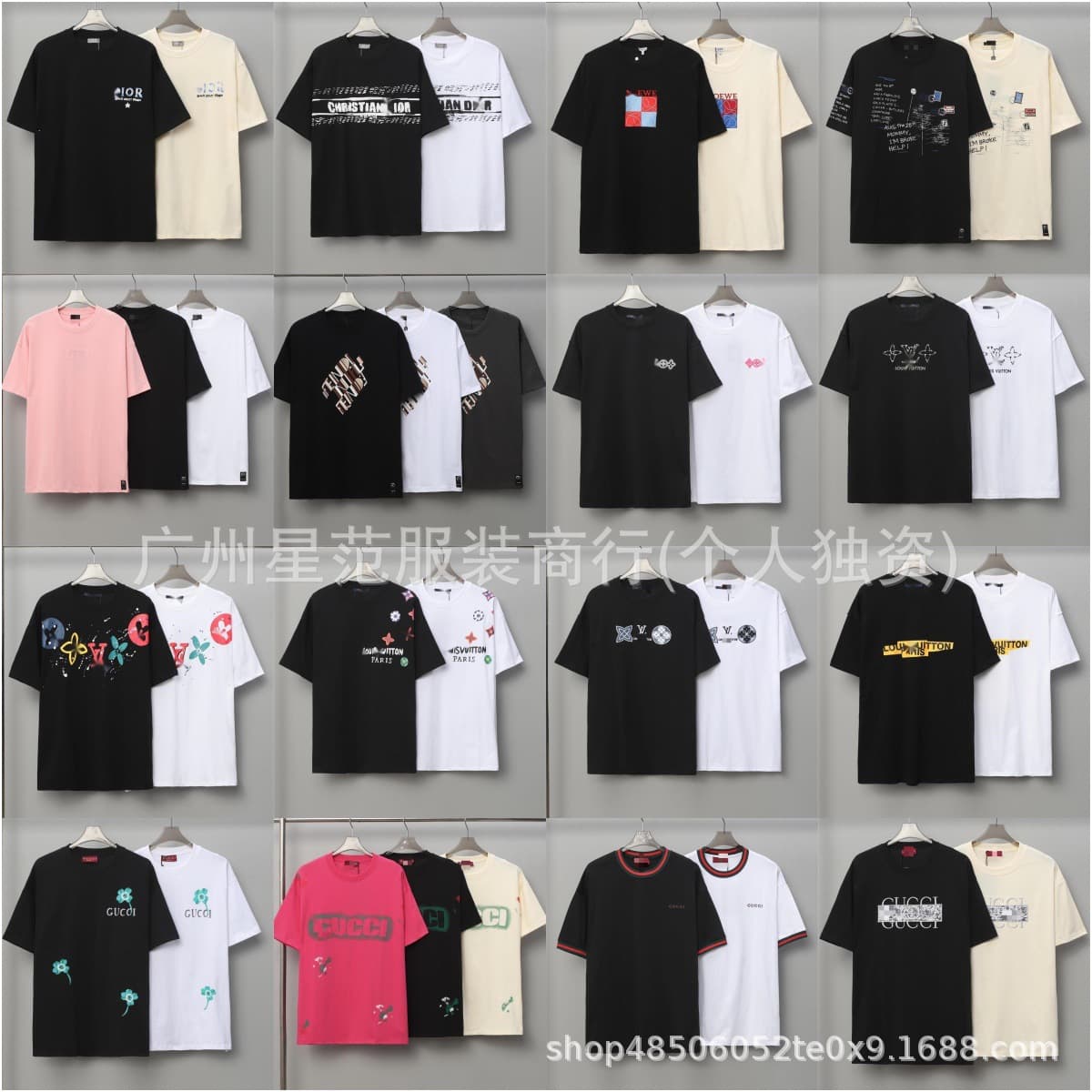 Cross-border. Correct version. High version. LV short sleeve. DIOR. Gucci. PU. 2025 new pure cotton T-shirt crew neck