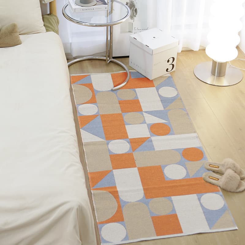 MY Cotton Braided Reversible Jacquard Rolled Edge Floor Mat for Bedroom, Bedside, Balcony, and Hallway