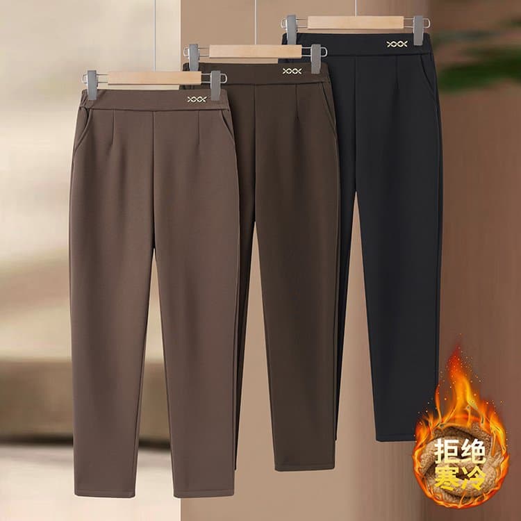 Plush woolen pants for moms in autumn and winter, loose pants for the elderly, fat granny pants, extra fat, plus size, middle-aged and elderly women's pants
