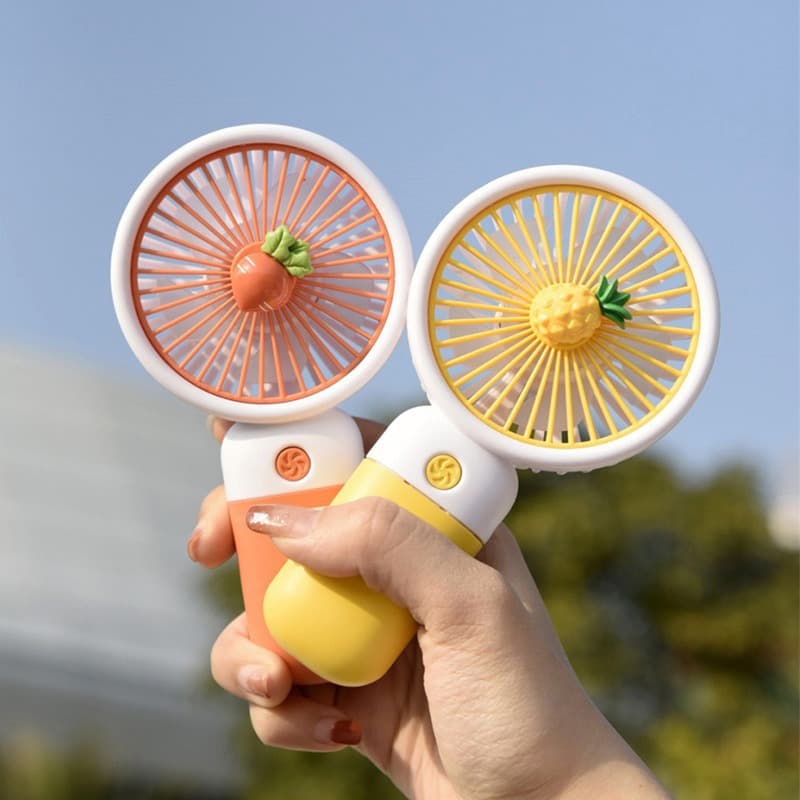 Handheld small fan cartoon cute souvenir gift fruit flower portable desktop lazy mobile phone holder charging