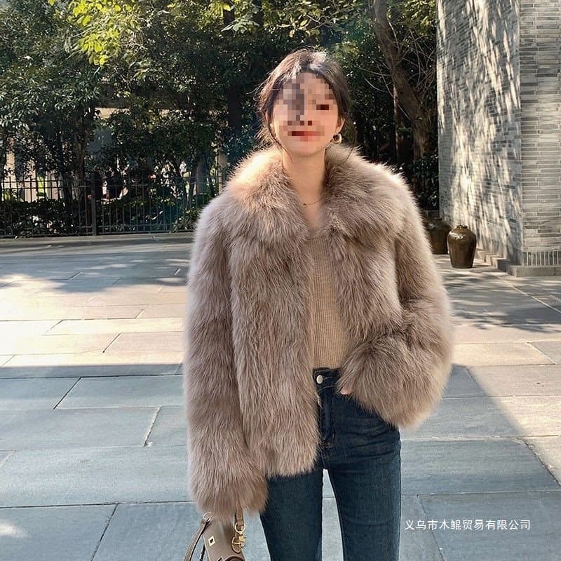 Winter New Faux Fox Fur Coat for Women, Heiress Style Jacket with Cotton Padding, Faux Mink Top