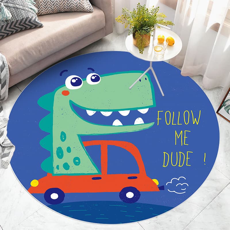 Cartoon round carpet bedroom computer swivel chair mat children's room study desk floor mat silent modern simple home