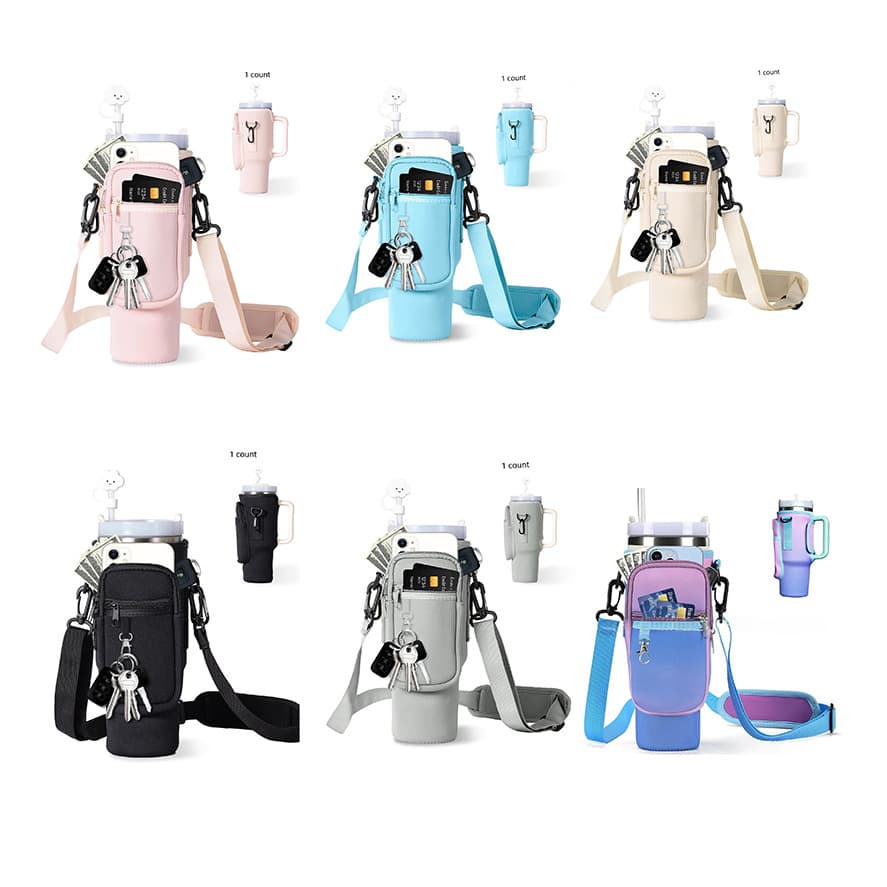 40oz Stanley Cup Sleeve Neoprene Water Bottle Carrier Handle Car Cup Holder Insulated Letter Cup Sleeve