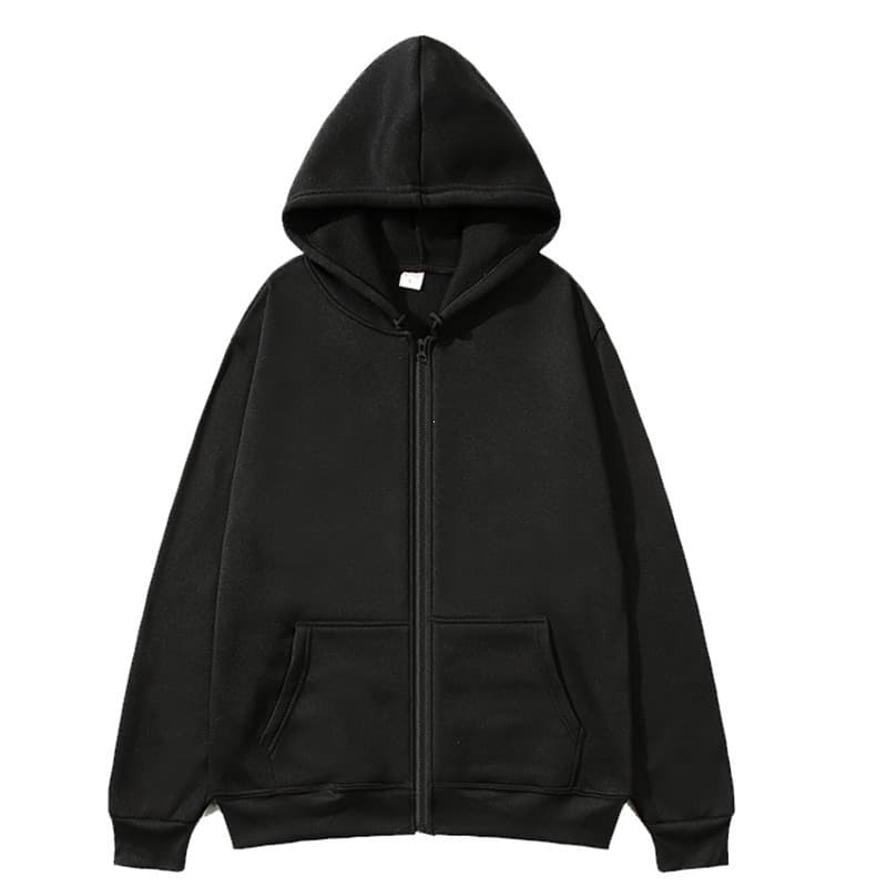 Unisex Zip-Up Hoodie Sweatshirt for Fall and Winter, Solid Color Blank Sportswear Top