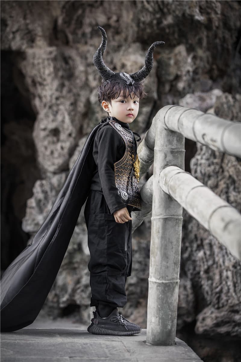 Boys Halloween Costume Cosplay Bull Demon King 8 Horns Outfit Boys Armor Warrior Costume Ancient Style 6