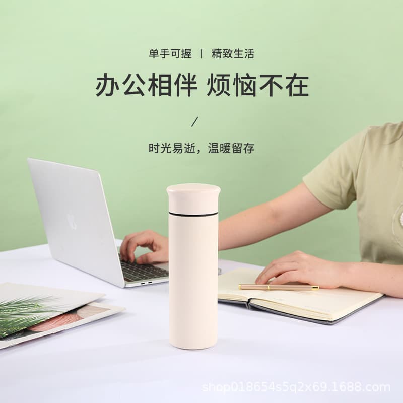 Vacuum Stainless Steel Business Straight Cup, Smart Digital Display Thermal Cup with Temperature Show, Customizable Advertising Gift Cup