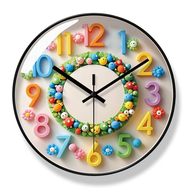 Yipula 7092 Cartoon Wall Clock, Simple and Fashionable Quartz Clock for Home, Creative Wall Clock for Kids' Room, Cute Hanging Clock