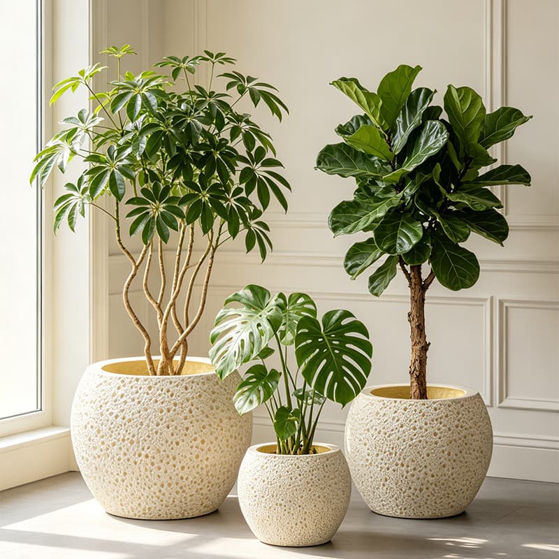 Cross-border Label Large Imitation Ceramic Plastic Flower Pot Moon Surface Floor Large Bonsai Pot