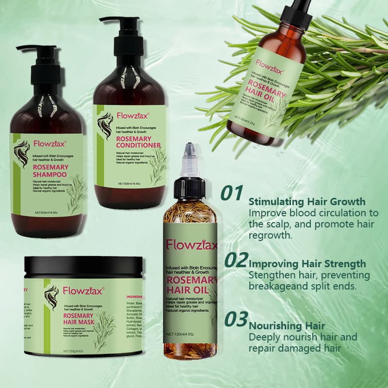 Cross-border Supply Rosemary Essential Oil Hair Care Set Shampoo Conditioner Hair Oil Hair Mask Rosemary