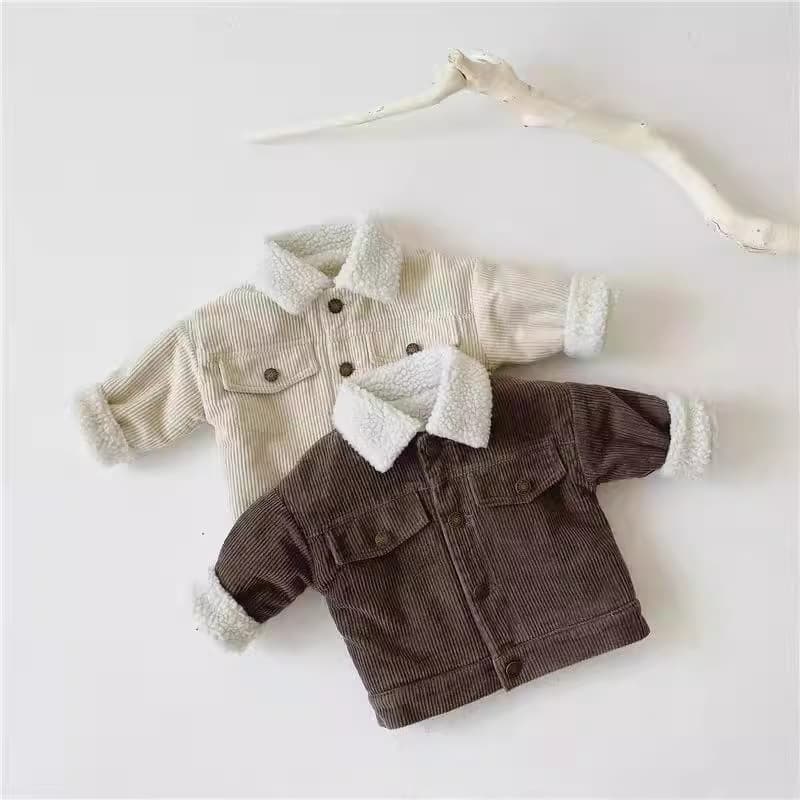Retro Loose Casual Collar Children's Cardigan Unisex Trendy Style Autumn Outerwear Soft Cotton Long Sleeve Single Button Closure