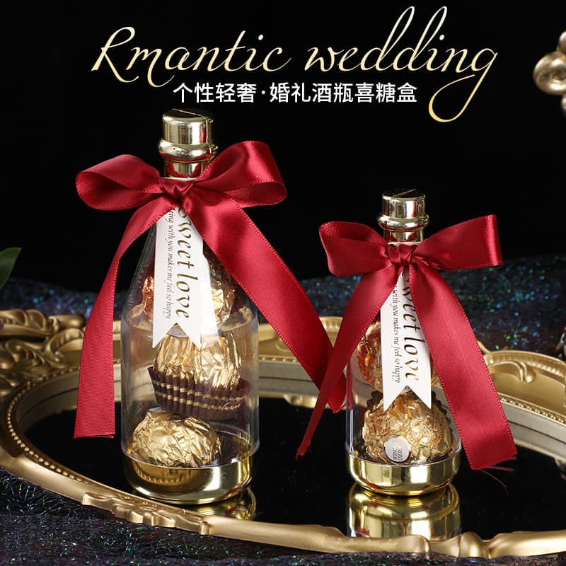Creative Acrylic Champagne Bottle Candy Box Ins Bridesmaid Gift Transparent Gift Box Birthday Return Gift Box