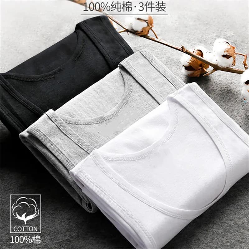 Loose Fit Pure Cotton Tank Top for Men Round Neck Sleeveless Summer Sweatshirt Comfortable Underwear Home Clothes