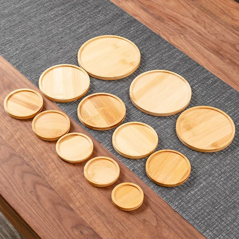 Bamboo Coaster Tea Cup Mat Coffee Cup Tray Succulent Pot Base Customizable Logo Heat Insulation Pad Cross-border Hot Selling Wholesale