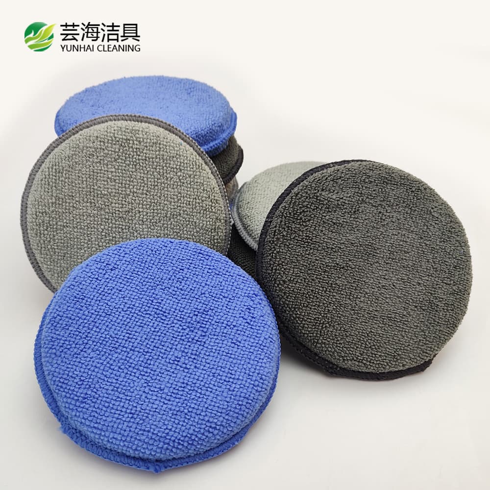 5 Inch Waxing Handle Round Cake Car Polishing Plated Sponge Waxing Car Washing Sponge Cleaning Supplies