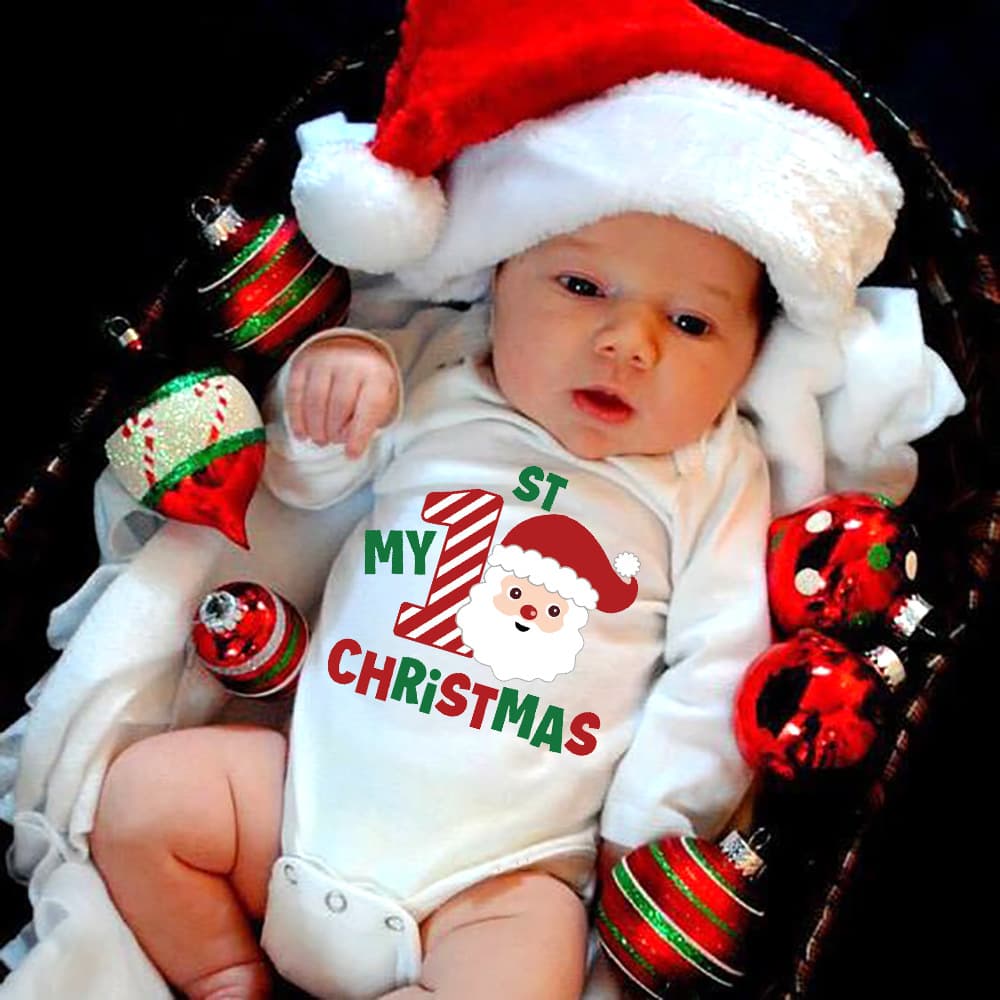 32 Styles of AliExpress Amazon Cross-border Hot-selling 100% Cotton Baby White Long-sleeve Christmas Romper