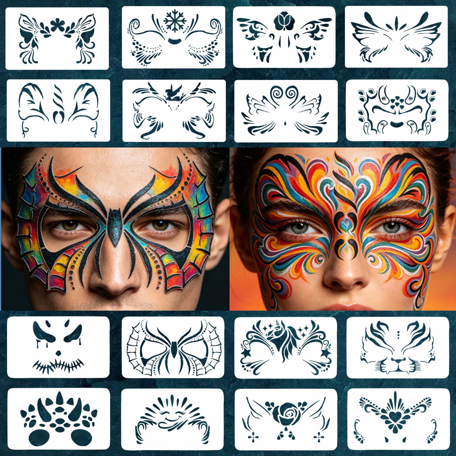 Children's face painting hollow template masquerade cosplay face painting eye corner DIY rubbing stamp mold