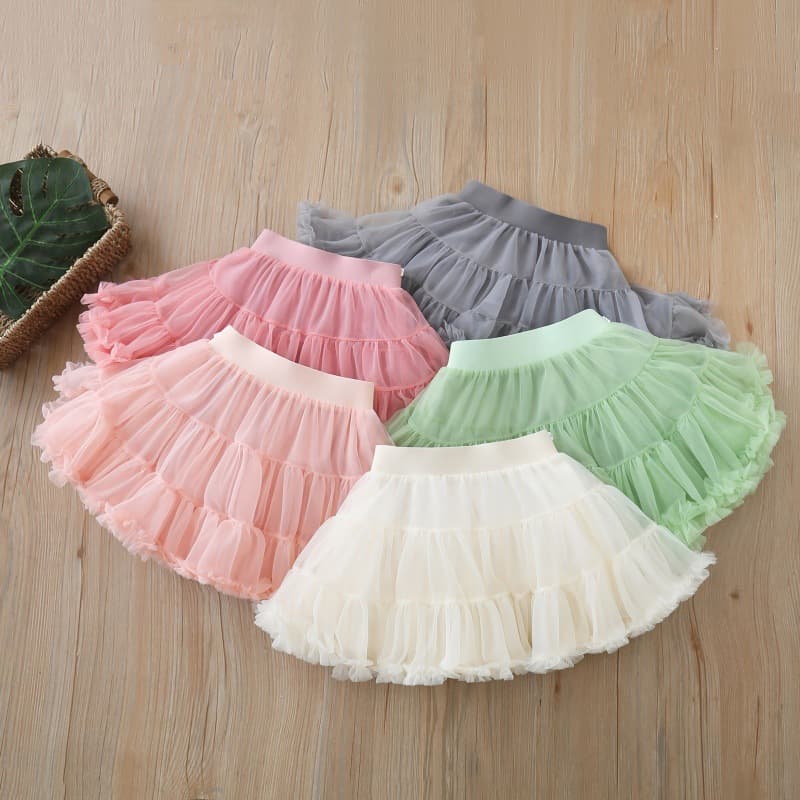 2025 Autumn Girls Skirt Cute Skirt Puff Skirt Mesh Skirt