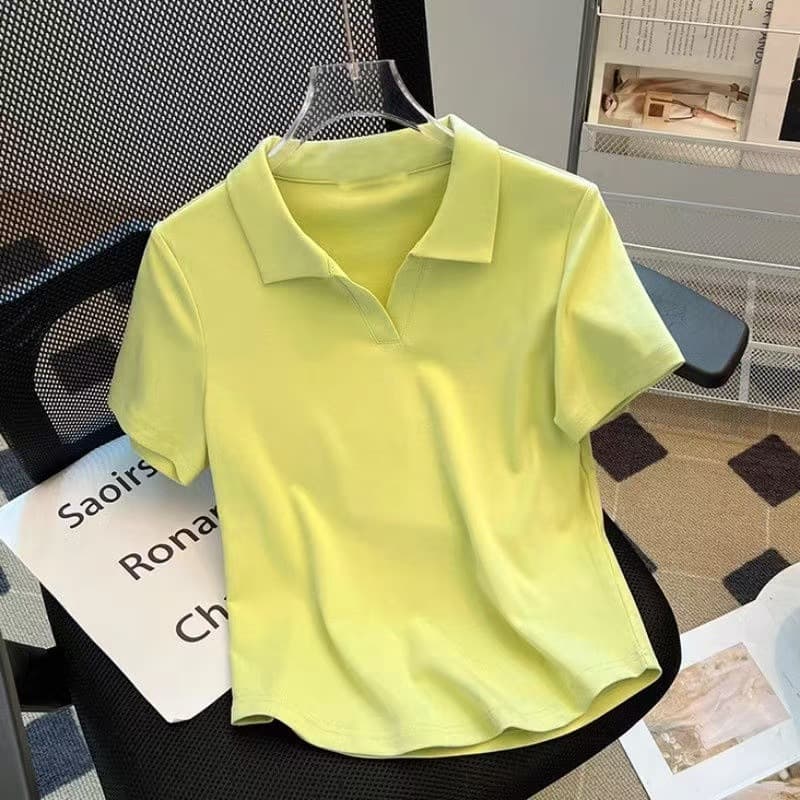 Modal Short Sleeve Polo Shirt for Women Summer Design Korean Loose Casual Versatile Slimming Top