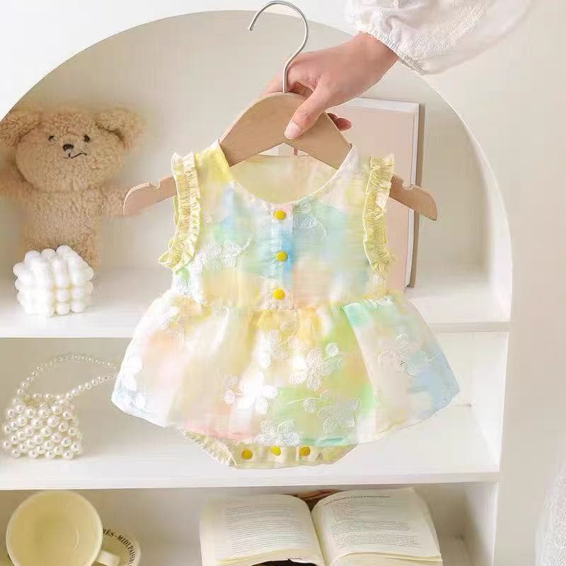 Fashionable thin vest princess harem baby cover up summer full moon baby clothes jumpsuit summer crawl suit