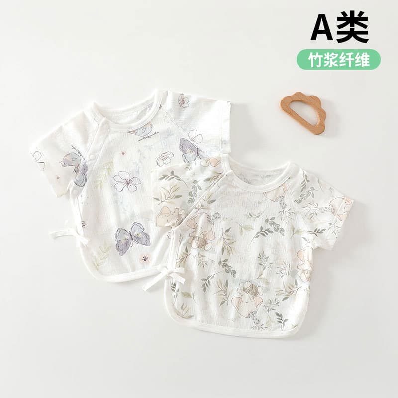 Newborn half-back summer bamboo pulp fiber breathable cotton boneless baby top newborn baby monk clothes