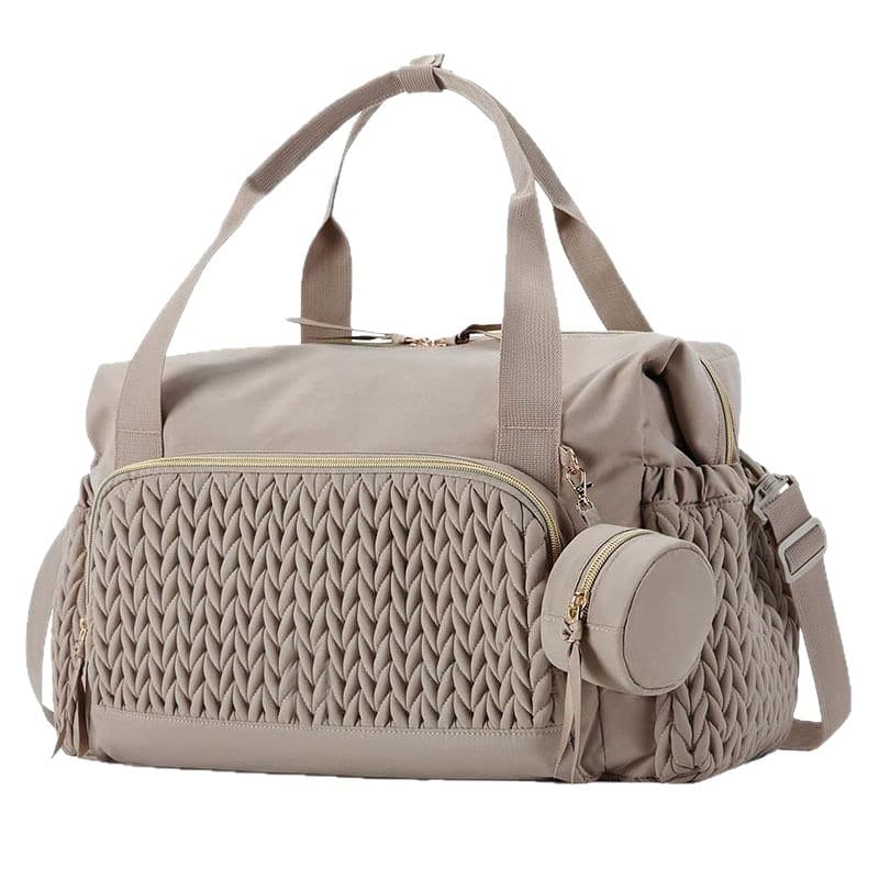 Quilted Texture Large Capacity Travel Bag for Women, Lightweight Multi-functional Handbag Shoulder Bag Waterproof Nylon Commuter Luggage Bag with Strap