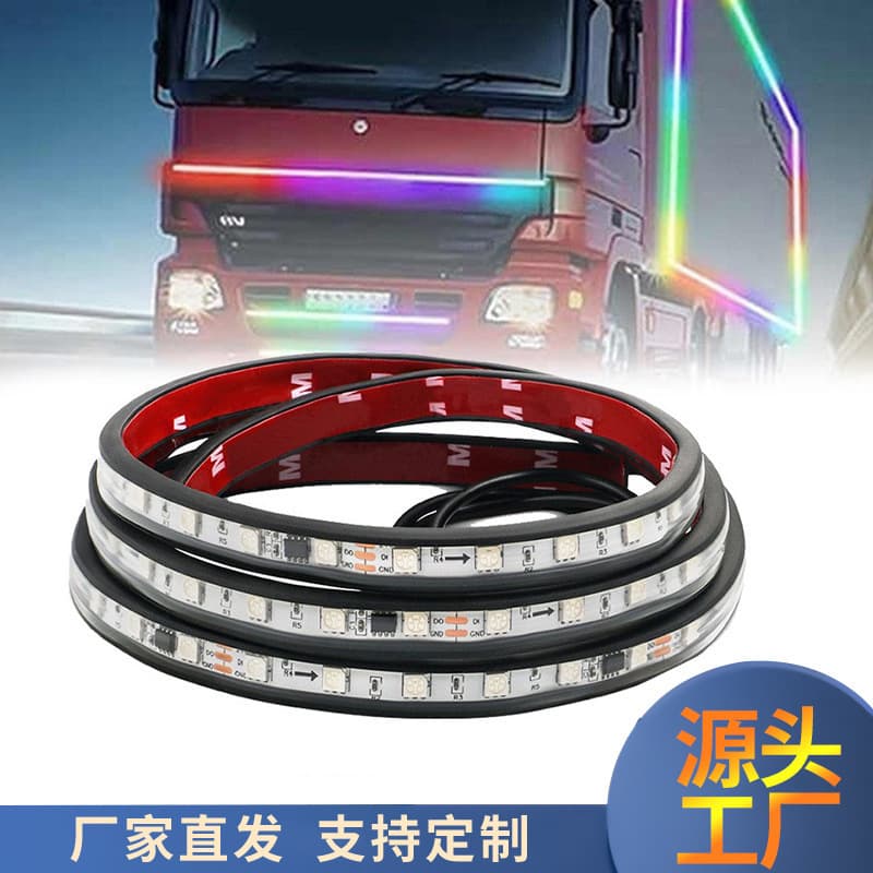 24V Truck Car Modification Atmosphere Light, Colorful Flowing Running Light, Grille Streamer Light, Sun Visor Decorative Light Strip