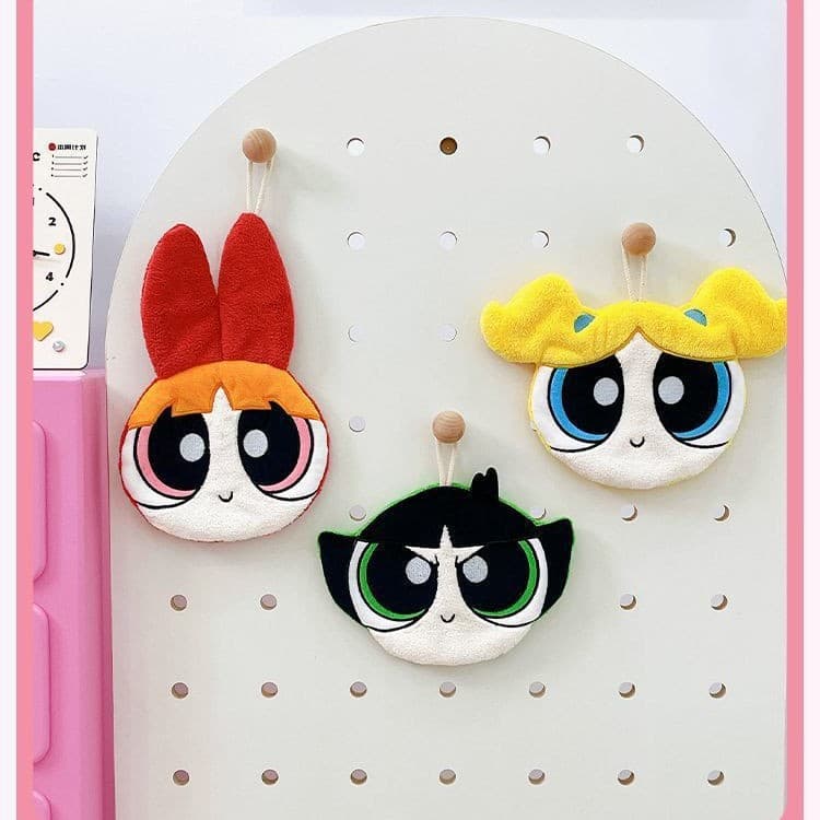 Cartoon Anime Powerpuff Girls Flower Bubble Plush Coin Headphone Bag Cute Cartoon Bag Girly Heart Gift