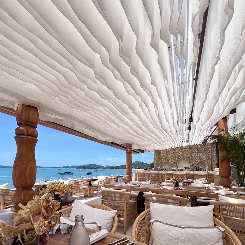 Ceiling gauze wind-driven gauze curtain Internet celebrity gauze curtain restaurant B&B decoration hotel outdoor scenic spot gauze curtain seaside wind-moving gauze curtain