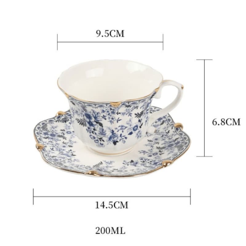 Floral Coffee Cup and Saucer Set French Ceramic Cup Light Luxury Small Fragrance Style Afternoon Tea Cup Vintage European Exquisite