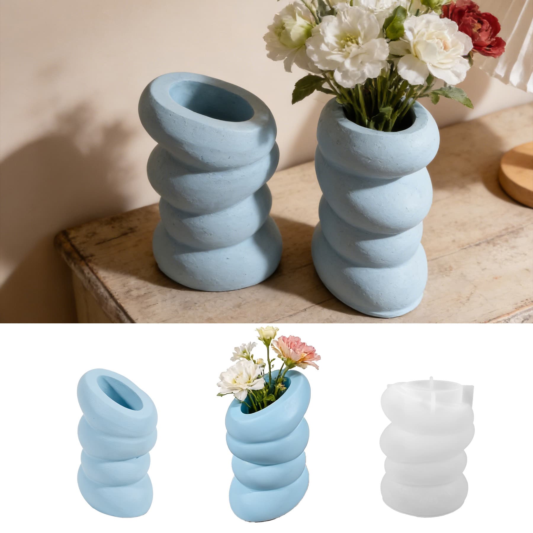 Cross-border popular cobblestone vase flower arranger resin silicone mold glue diy stone gypsum storage box
