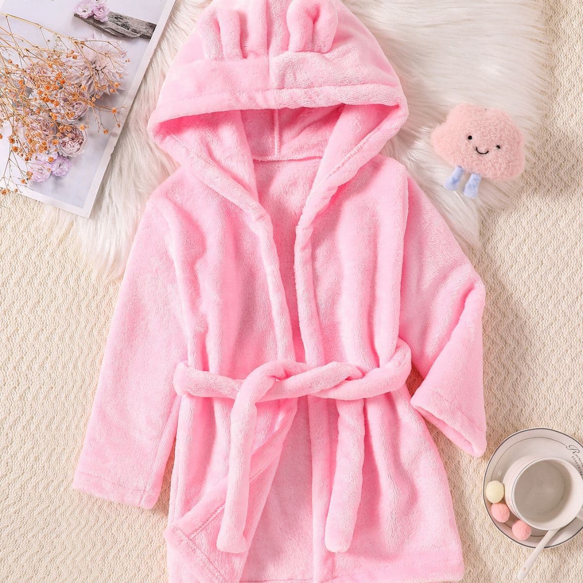 Children's Flannel Bathrobe, Coral Fleece Sleepwear for Toddlers, Boys and Girls, Thickened, for Autumn, Winter and All Seasons