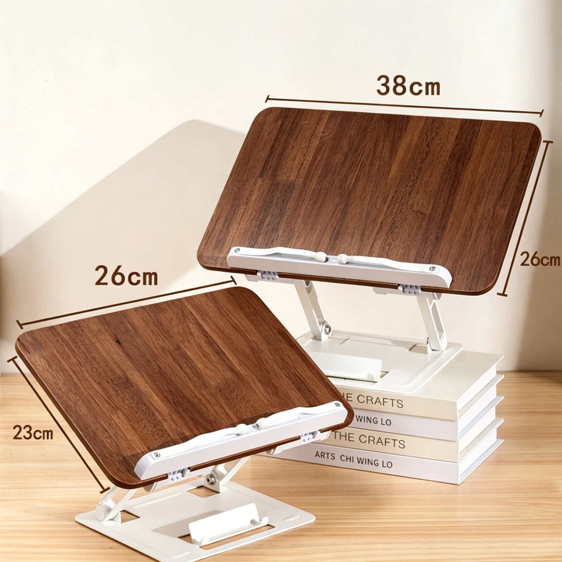 Mingqiang 100% Solid Wood Reading Stand Rubber Wood Adjustable Book Stand Portable Tablet Stand Music Stand