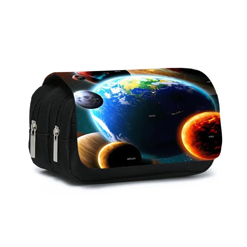 Cross-border hot-selling universe planet double-layer flip-top pencil bag cartoon stationery pencil bag children's stationery supplies dropshipping