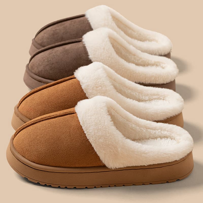 Frosted velvet winter fashion can be worn outside the home for couples, comfortable and shit-stepping plush ground warm sand cotton slippers in stock