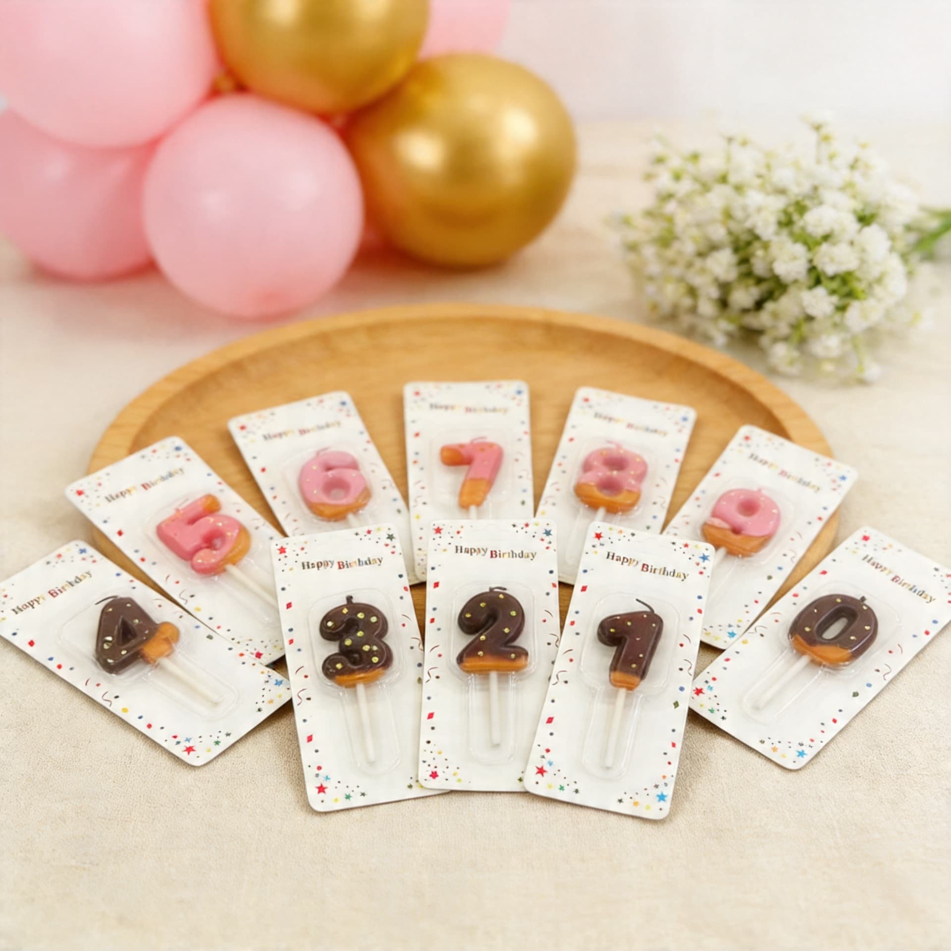 Icing Suction Card Small Candle Cute Birthday Cake Decoration Creative Pink Ornament Anniversary 0-9 Number Candle