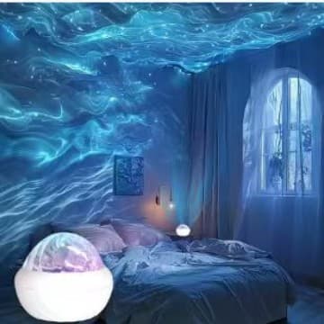 Cross-border Water Ripple Starry Ceiling Night Light - Girls' Bedside Aurora Dynamic Night Lamp with Star Projection