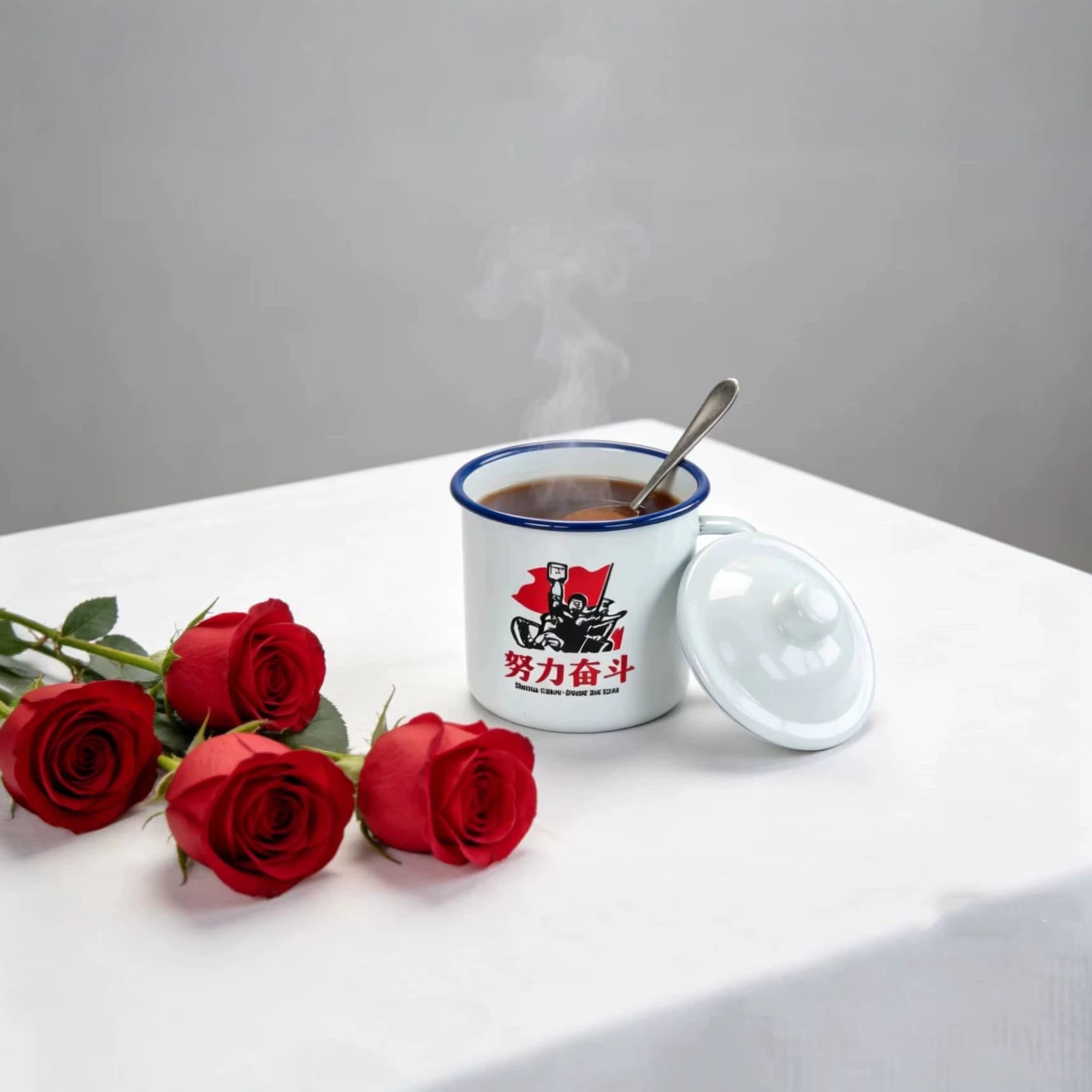 Vintage Nostalgic Enamel Mug Retro Enamel Cup Tea Mug Creative Water Cup with Lid Customizable Saying Mug