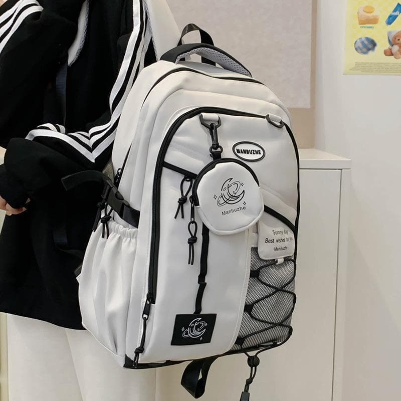 Korean Style School Backpack for Girls, Large Capacity High School Campus Couple High-Fashion Travel Backpack for Boys