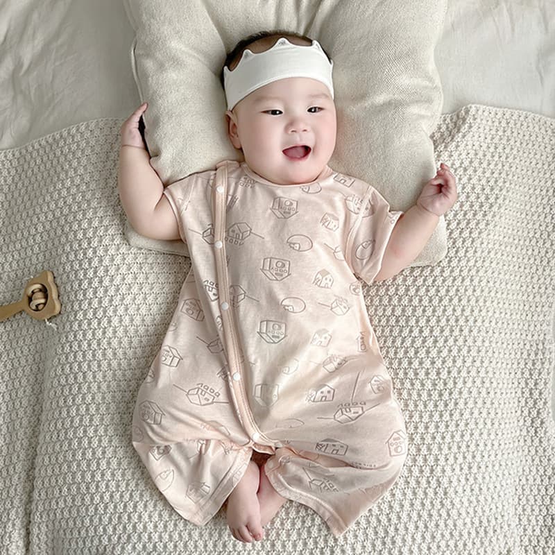 Baby Seamless Summer Romper Short Sleeve Long Pants Air Conditioning Sleepwear Trendy Style