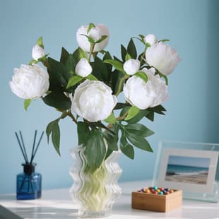 High-end 2-Head Peony Peony Artificial Flower Chinese Style Living Room Decoration Flower Table Flower Arrangement Ornament Peony Fake Flower Bouquet