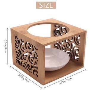 1 Wooden + Ceramic Candle Lamp, Aromatherapy Lamp, Essential Oil Warmer, Candle Holder, Candle Not Included
