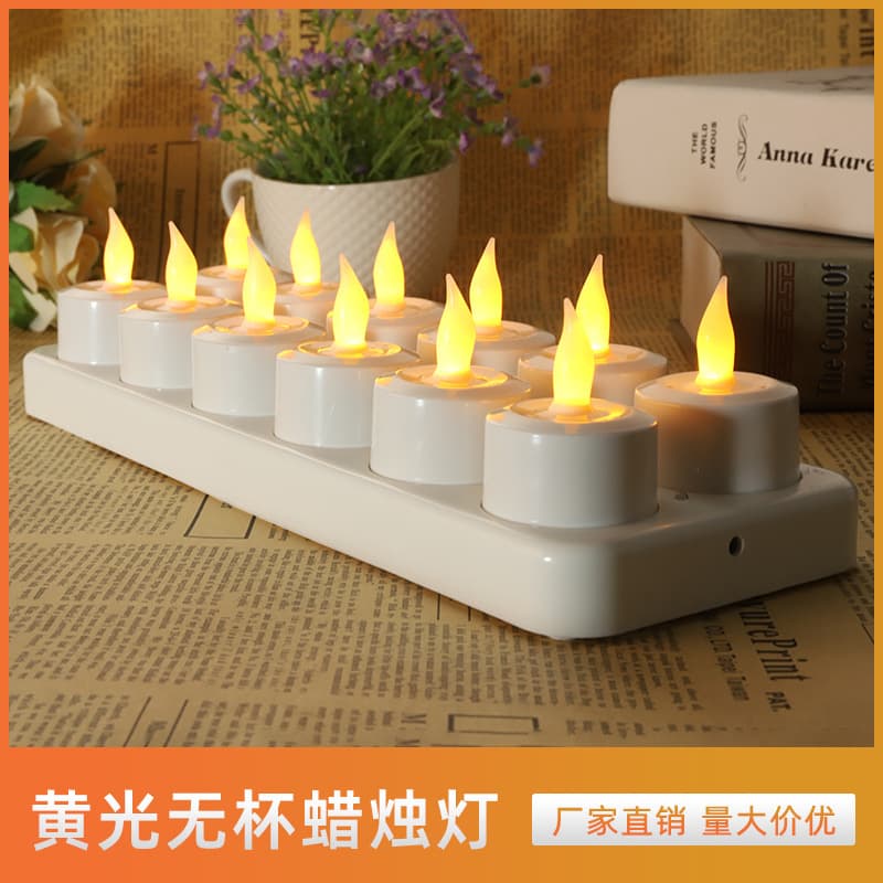 Factory direct sales of 12-rechargeable LED electronic candles, plastic simulated candles for Buddhist offerings, wedding decorations, and more.