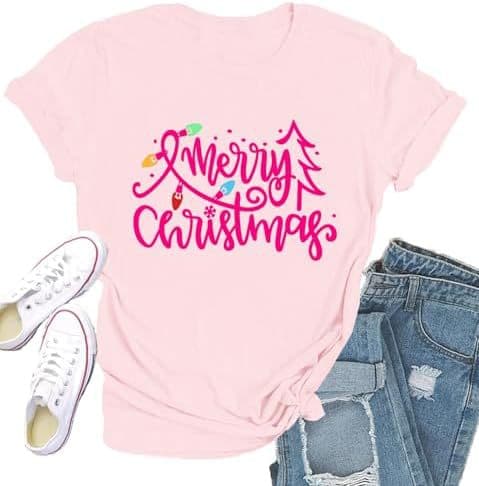 Qskall Christmas Shirts for Women Merry Christmas Tshirt Xmas