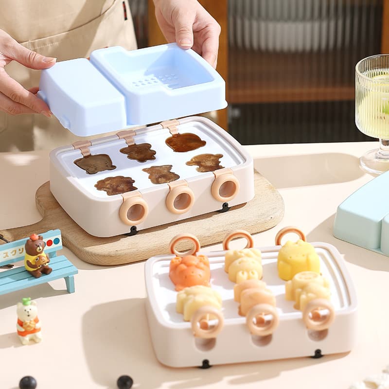 Ice cream mold children's cartoon DIY creative homemade popsicle ice cream ice box silicone easy release ice storage tray