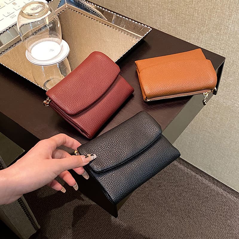 Women's Bag 2026 New Litchi Pattern Wallet Women's Short Folded Wallet Large Capacity Card Holder Foreign Trade Cross-border Wholesale