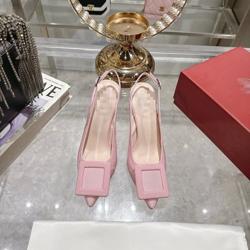 RV Lacquer Square Buckle Shallow Luxury Sexy High Heels 2025 New Fashion Runway Sandals PUMPS Stiletto Heels