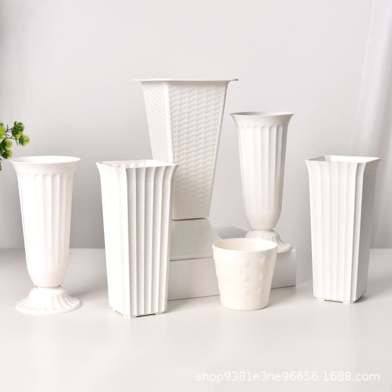 Nordic plastic vase ins creative vase simulation flower bucket flower shop dry flower pot decorative ornaments plastic tube