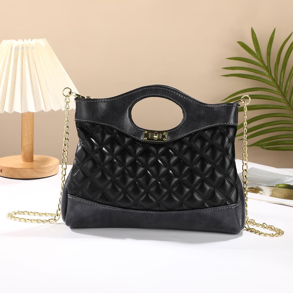 Cross-border new fashion and personality black rhombus bag, daily matching, western style handbag, women's clutch bag wholesale