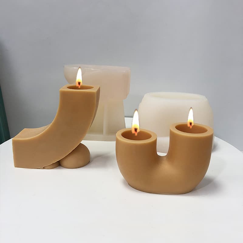 U-shaped Pipe Candle Holder Aromatherapy Candle Silicone Mold DIY Round Long Rod Candle Base Plaster Resin Mold